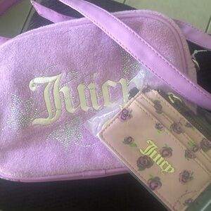 Juicy Couture Lavender Suede Crossbody with Pink Floral wallet